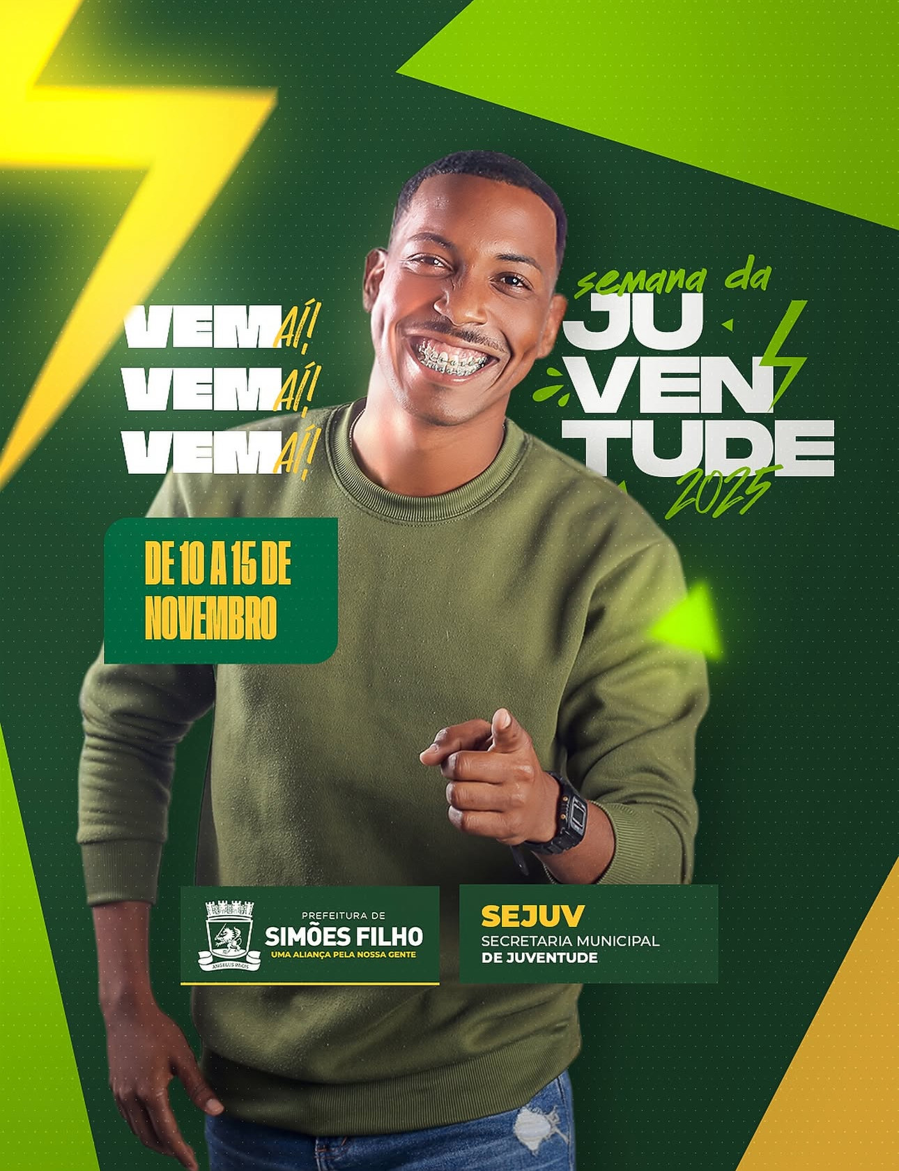 De 10 a 15 de novembro, Simões Filho será palco da Semana da Juventude 2025