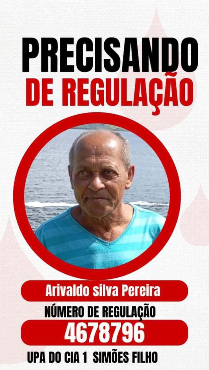 Idoso de Simões Filho precisa de regulação urgente para hospital com hematologista