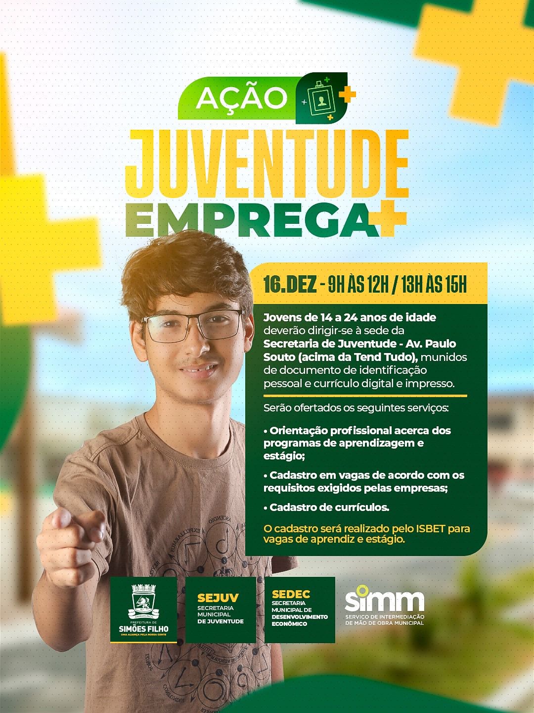 Prefeitura de Simões Filho promove ação Juventude Emprega