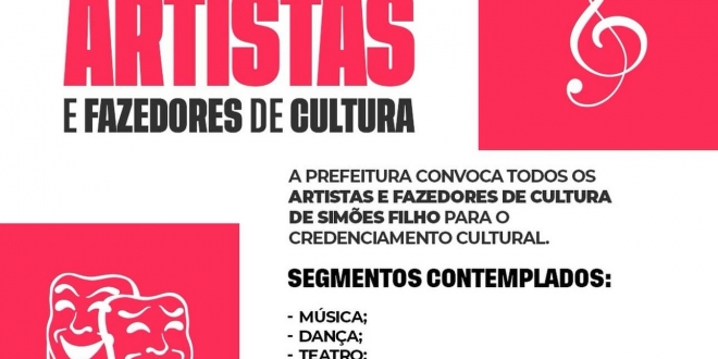 Credenciamento de artistas e fazedores de cultura é aberto em Simões Filho