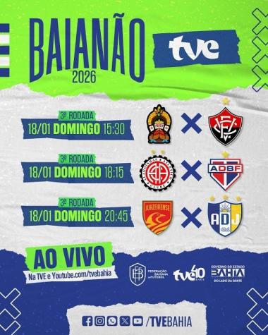 TVE exibe três jogos do Baianão neste domingo (18) | SECOM