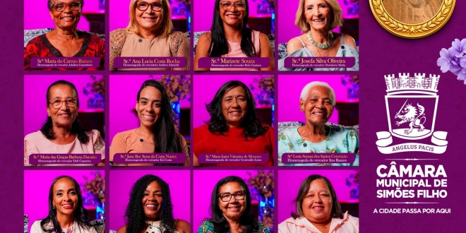 Câmara de Simões Filho realiza entrega da Medalha Noêmia Meirelles Ramos nesta quinta-feira (26/03)