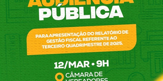 Simões Filho: Prefeitura apresenta Relatório de Gestão Fiscal do 3º quadrimestre de 2025 em audiência pública nesta quinta-feira (12); participe 