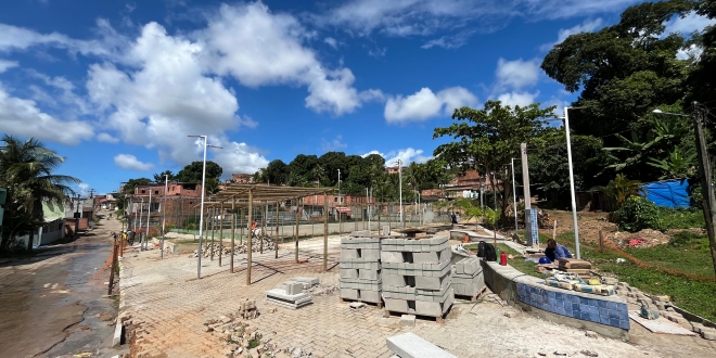 Obras da Praça e Quadra da Fontinha avançam e transformam espaço de lazer no Cristo Rei