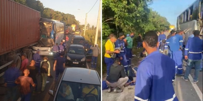 Acidente com ônibus de trabalhadores deixa ao menos 19 feridos na Via Parafuso