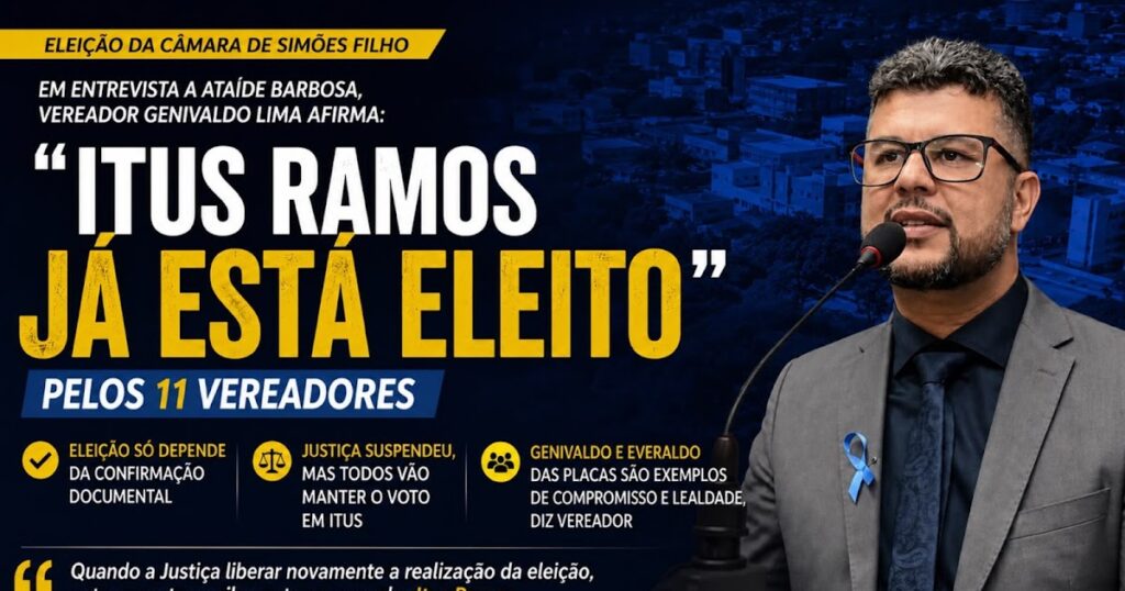 GENIVALDO LIMA, AFIRMA "ITUS RAMOS" JÁ ESTA ELEITO COM A MAIORIA DOS VOTOS DOS VEREADORES !!!