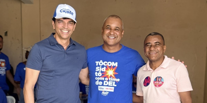 Del e Cajado se encontram com Sid Serra antes de caminhada e reforçam alinhamento político em Simões Filho