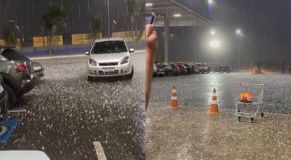 Vitória da Conquista registra chuva de granizo nesta quarta