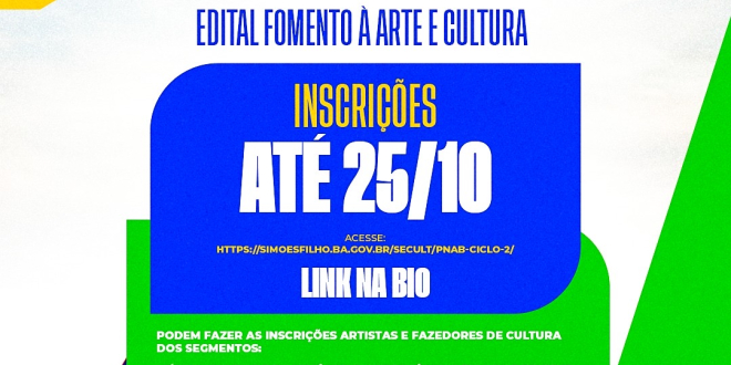 Prefeitura abre inscrições para Edital de Fomento à Arte e Cultura – Ciclo 02 da PNAB